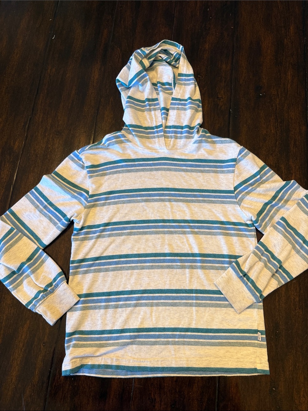 Little Sleepies Blue and White Striped Long Sleeve Hoodie